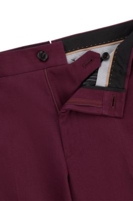 Slim-fit trousers in cotton, cashmere and stretch, Dark Purple