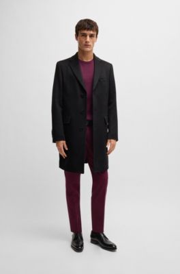 Slim-fit trousers in cotton, cashmere and stretch, Dark Purple