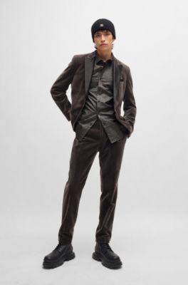 Extra-slim-fit shirt in logo-jacquard cotton, Black