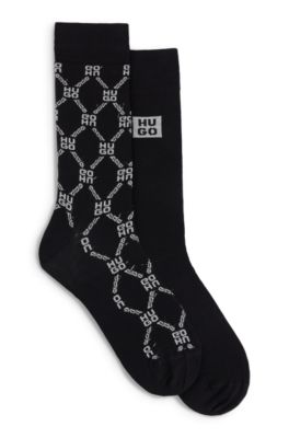 Hugo Boss Two-pack Of Regular-length Socks With Glittery Logos In Black