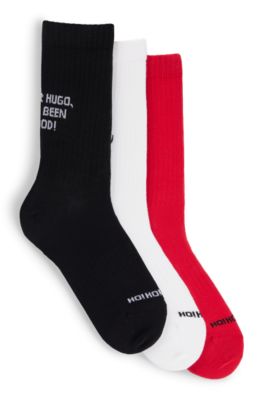 Hugo Boss Three-pack Of Short Socks In Cotton In Patterned