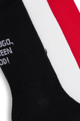 Three-pack of short socks in cotton, Patterned