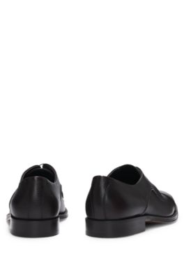 Grained-leather Derby shoes with anti-slip sole, Dark Brown
