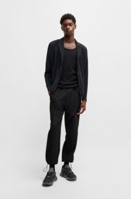 Chaqueta de corte moderno en punto plisado, Negro