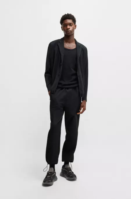 Modern-fit jacket in jersey with plissé pleats