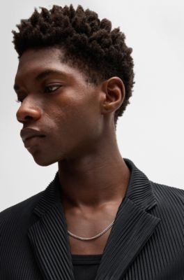 Chaqueta de corte moderno en punto plisado, Negro