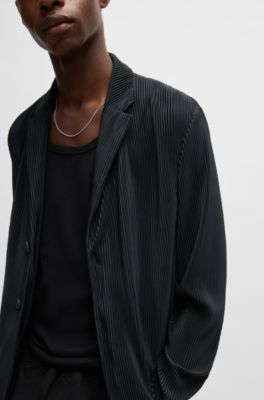 Chaqueta de corte moderno en punto plisado, Negro