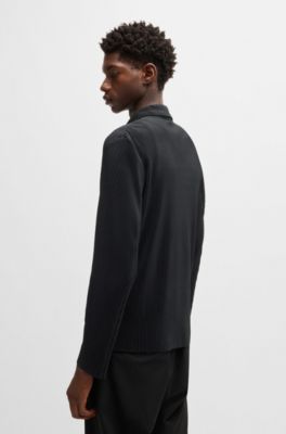 Chaqueta de corte moderno en punto plisado, Negro