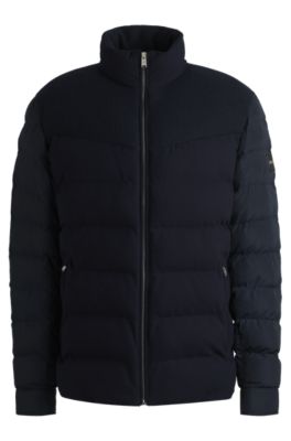 Hugo Boss Water-repellent Jacket In Mixed Materials In Dark Blue