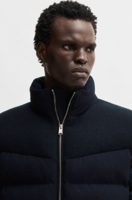 Water-repellent jacket in mixed materials, Dark Blue