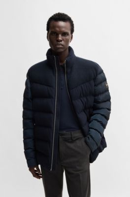 Veste d&eacute;perlante en mati&egrave;res m&eacute;lang&eacute;es, Bleu fonc&eacute;