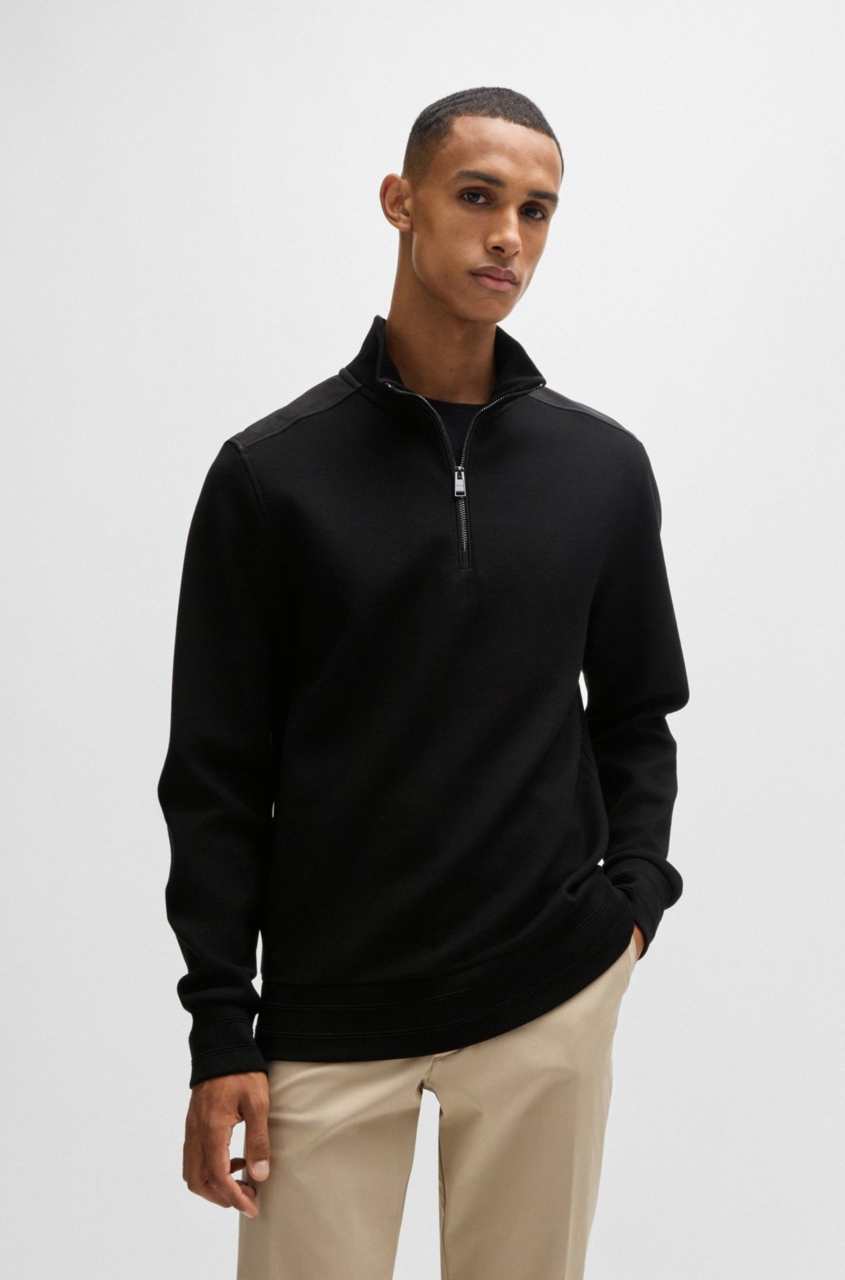 BOSS - Mercerized-cotton regular-fit sweatshirt with logo BOSS - Mercerized-cotton regular-fit sweatshirt with logo