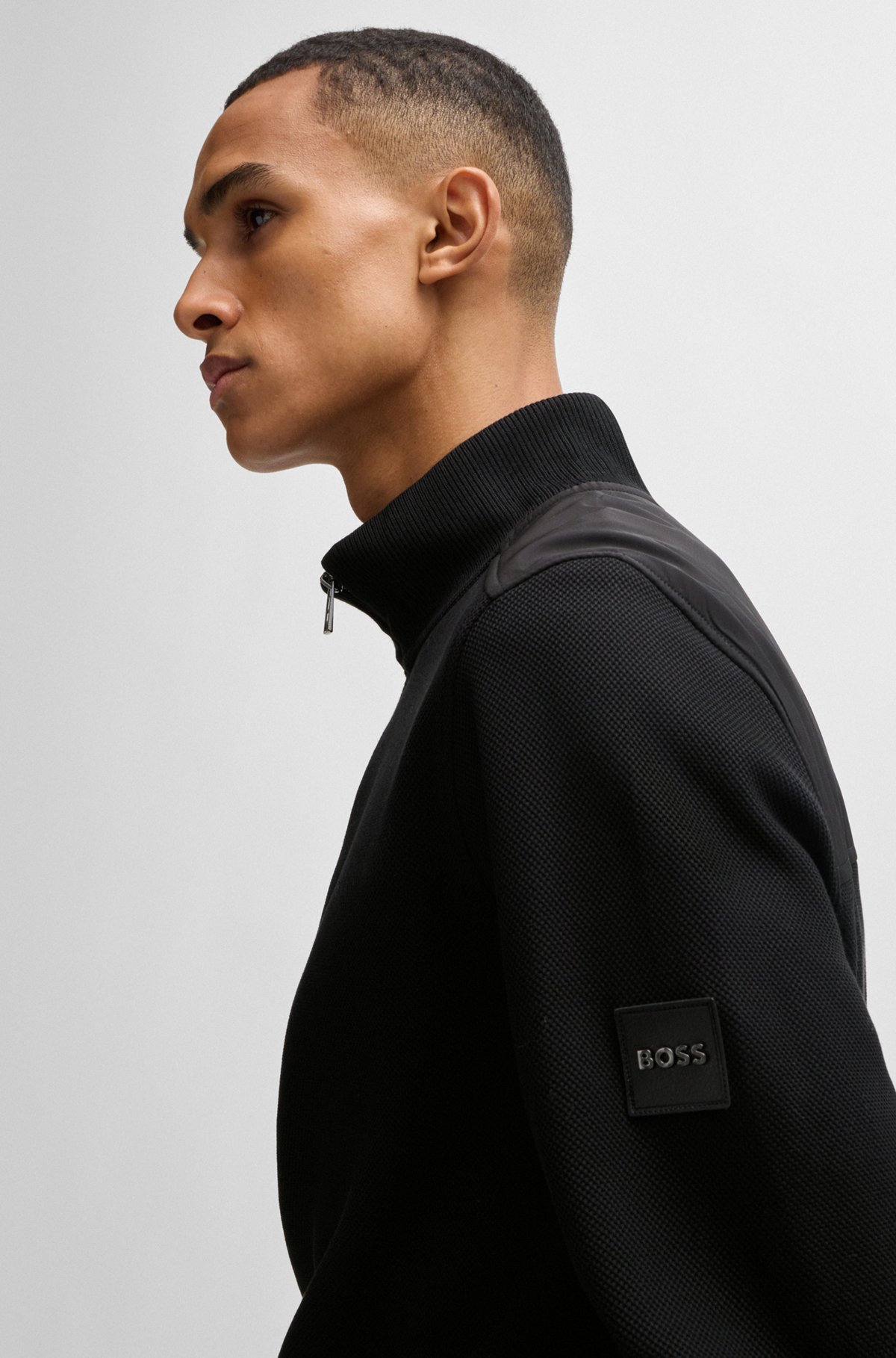 BOSS - Mercerized-cotton regular-fit sweatshirt with logo BOSS - Mercerized-cotton regular-fit sweatshirt with logo
