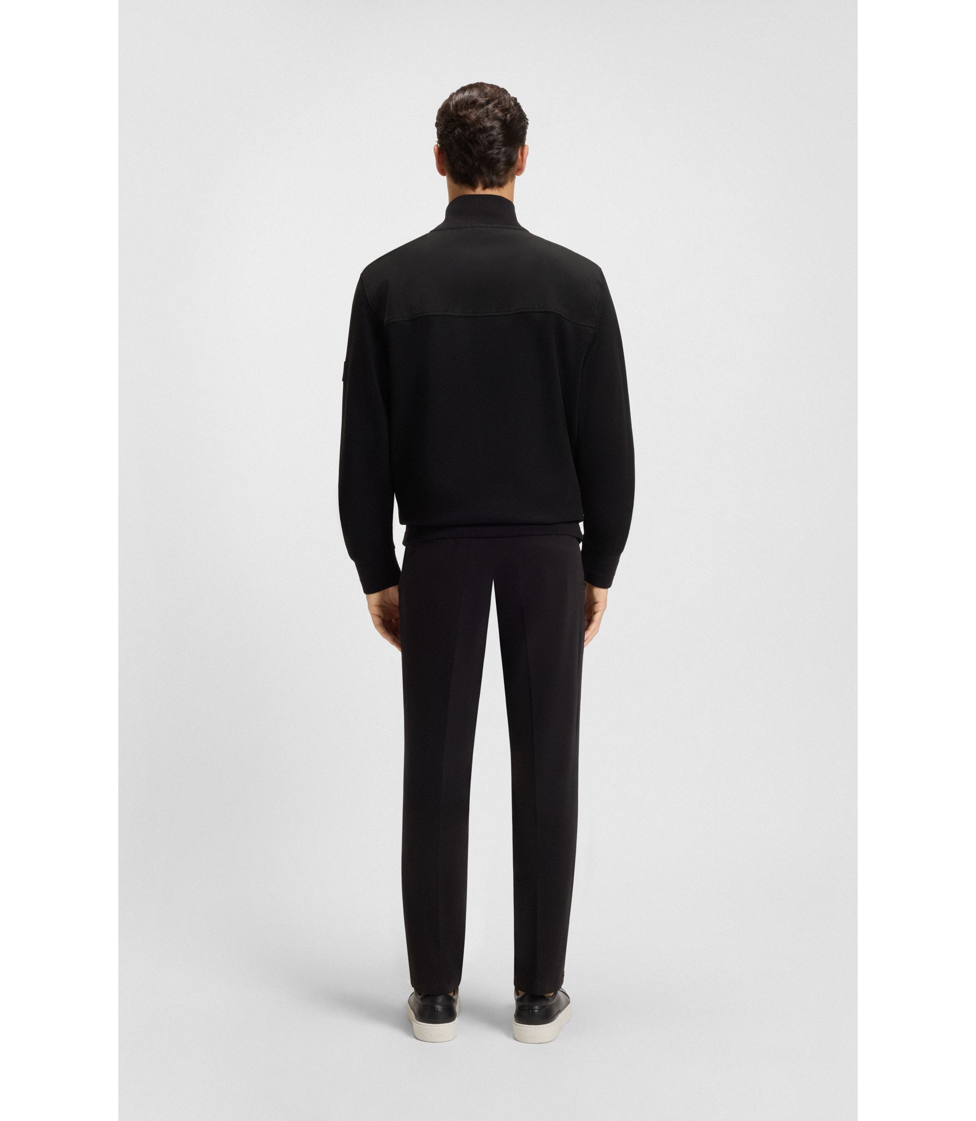 BOSS - Mercerized-cotton regular-fit sweatshirt with logo patch