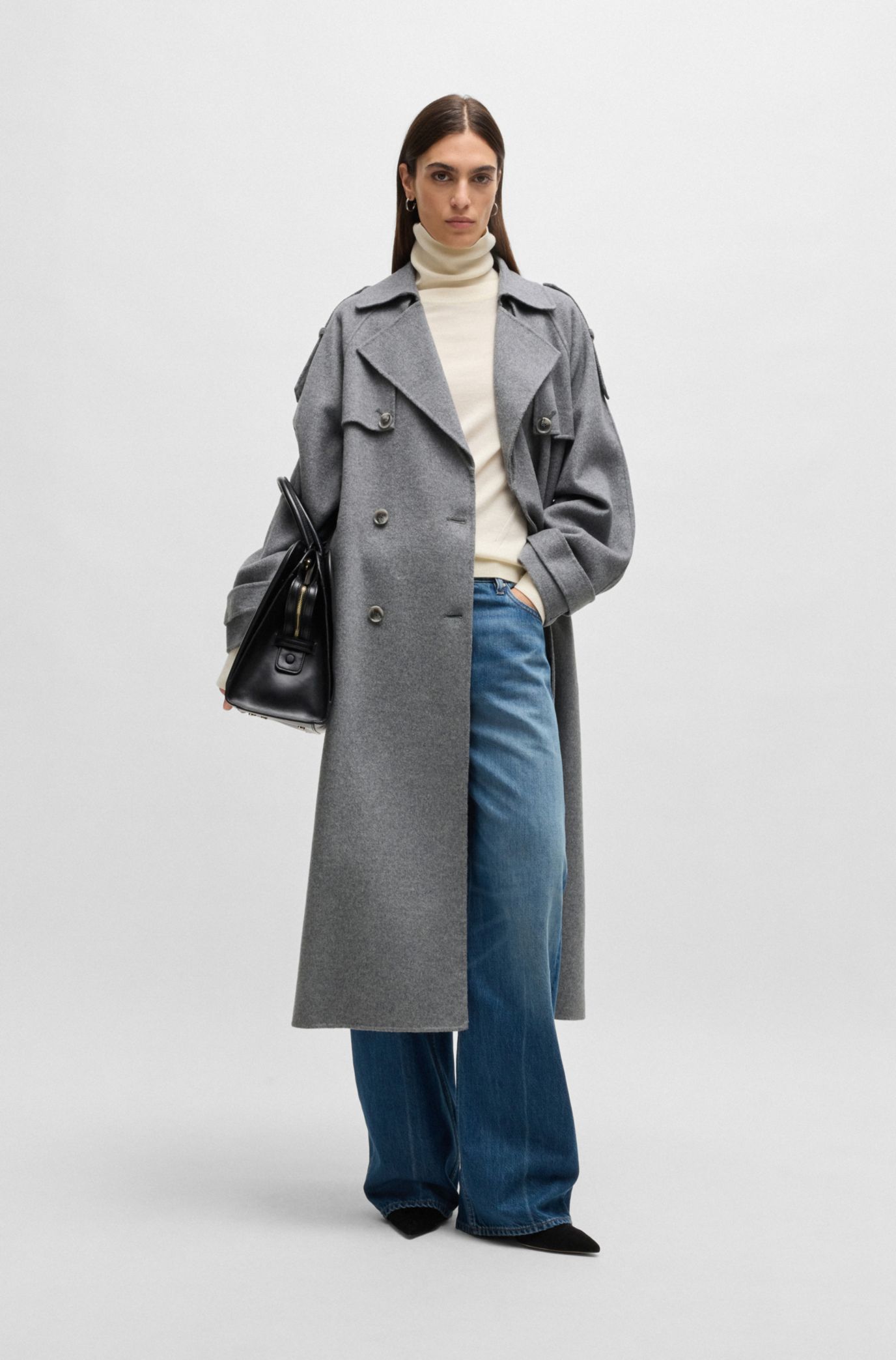 アウターその他 BOSS Woman Trench coat White 50530977 118 BOSS - Loose-fit trench coat with belt - Light Beige