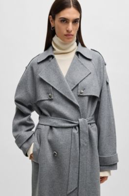 Belted Trench Hugo Boss Trench Coat Womens Boss By Hugo Boss Grey