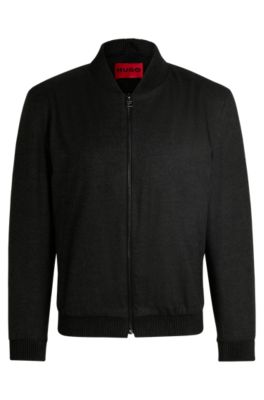 Hugo Boss Slim-fit Jacket In Super-flex Flannel In Light Grey