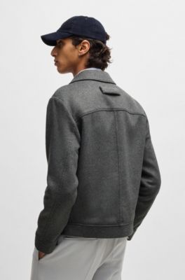 HUGO Veste Regular à fermeture invisible et col de chemise