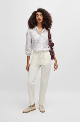 Stretch-cotton trousers with drawcord waist