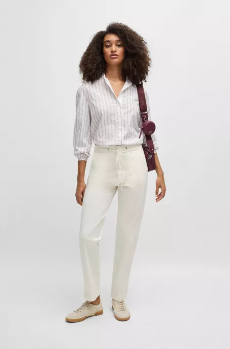 Stretch-cotton trousers with drawcord waist