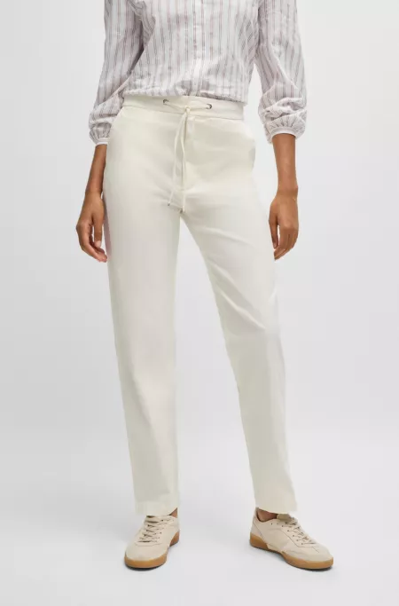 Stretch-cotton trousers with drawcord waist