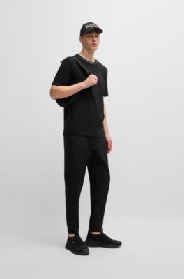 Camiseta de punto de algod&oacute;n con logo en el cuello, Negro