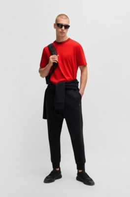 Cotton-jersey T-shirt with logo collar, Light Red