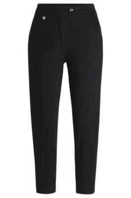Pantalon d&eacute;contract&eacute; en satin de coton stretch, Noir