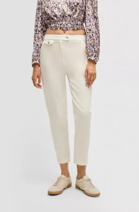 Casual trousers in stretch-cotton satin