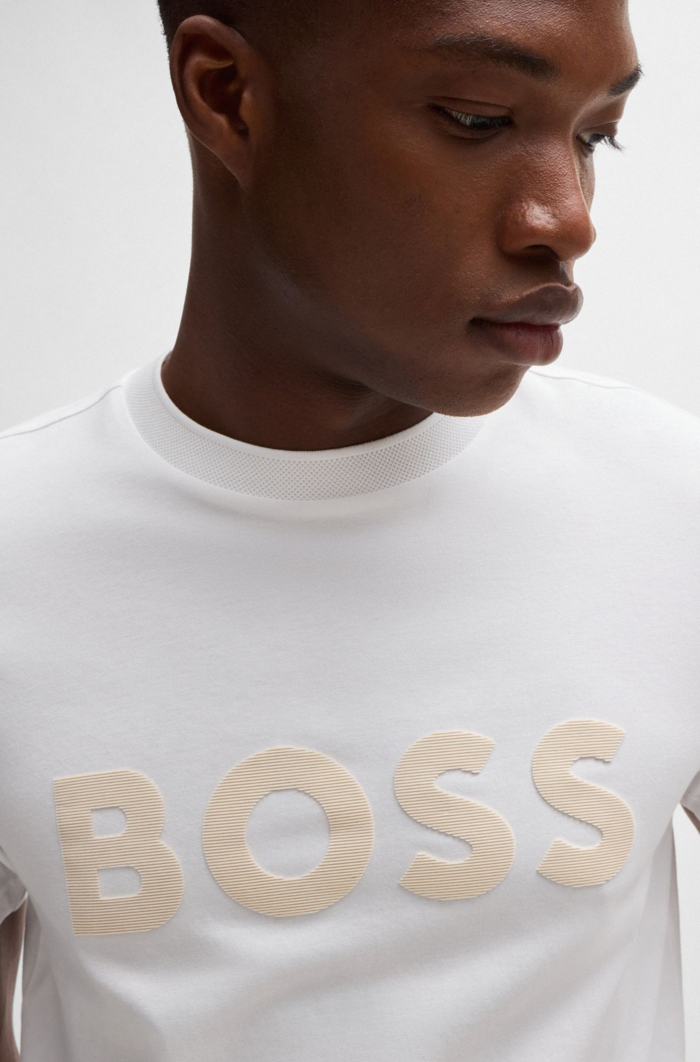 BOSS - Cotton-jersey T-shirt with mirror-effect logo print BOSS - Cotton-jersey T-shirt with mirror-effect logo print