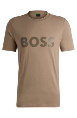 BOSS GREEN コットン ジャージー Tシャツ ロゴ プリント BOSS - Cotton-jersey T-shirt with mirror-effect logo print