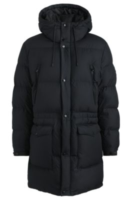 Hugo Boss Water-repellent Puffer Jacket With Logo Detail In Black