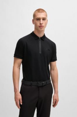 Polo de punto de algod&oacute;n con logo de efecto espejo, Negro