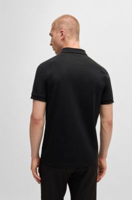 Polo de punto de algod&oacute;n con logo de efecto espejo, Negro