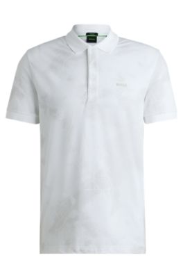 HUGO BOSS ポロシャツ ホワイト BOSS - Polo shirt with seersucker structure - White