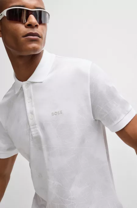 Polo shirt with decorative reflective print