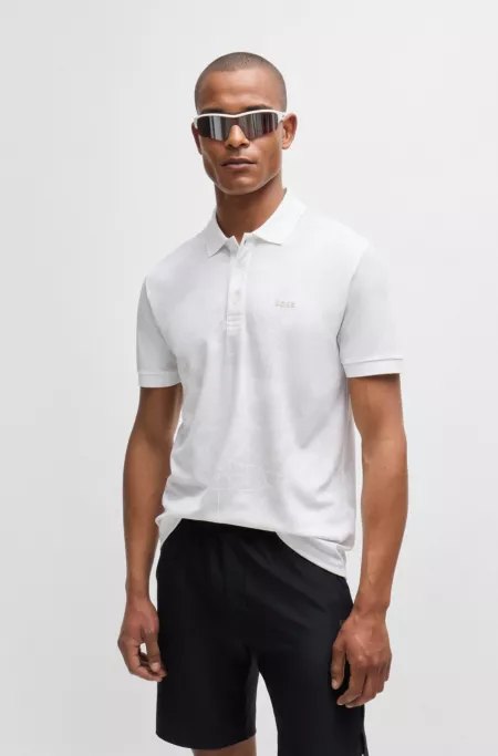 Polo shirt with decorative reflective print