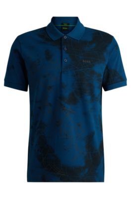 BOSS Polo shirt with decorative reflective print Light Blue