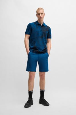 Polo shirt with decorative reflective print, Light Blue