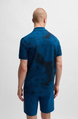 Polo shirt with decorative reflective print, Light Blue