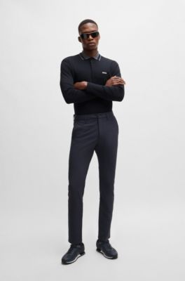 Interlock-cotton polo shirt with contrast logo, Dark Blue