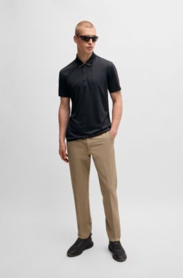 Quick-dry stretch-jersey polo shirt with logo detail, Black