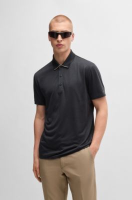 Quick-dry stretch-jersey polo shirt with logo detail, Black