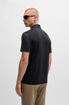 Quick-dry stretch-jersey polo shirt with logo detail, Black