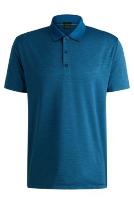 ポロシャツ HUGO BOSS Men Polo Shirts 50507583 402 Blue BOSS - Quick-dry stretch-jersey polo shirt with logo detail