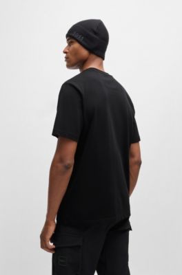 Camiseta relaxed fit de punto de algod&oacute;n con dise&ntilde;o de temporada, Negro