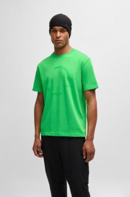 Cotton-jersey relaxed-fit T-shirt with seasonal artwork, Light Green