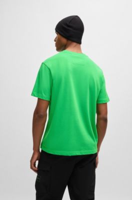 Cotton-jersey relaxed-fit T-shirt with seasonal artwork, Light Green