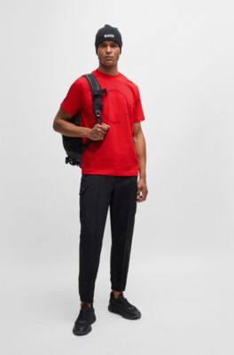 Cotton-jersey relaxed-fit T-shirt with seasonal artwork, Light Red