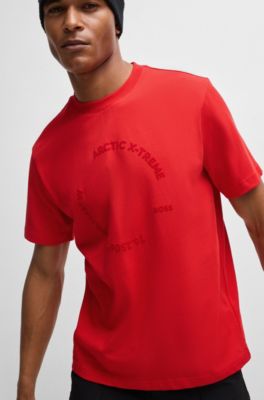 Cotton-jersey relaxed-fit T-shirt with seasonal artwork, Light Red